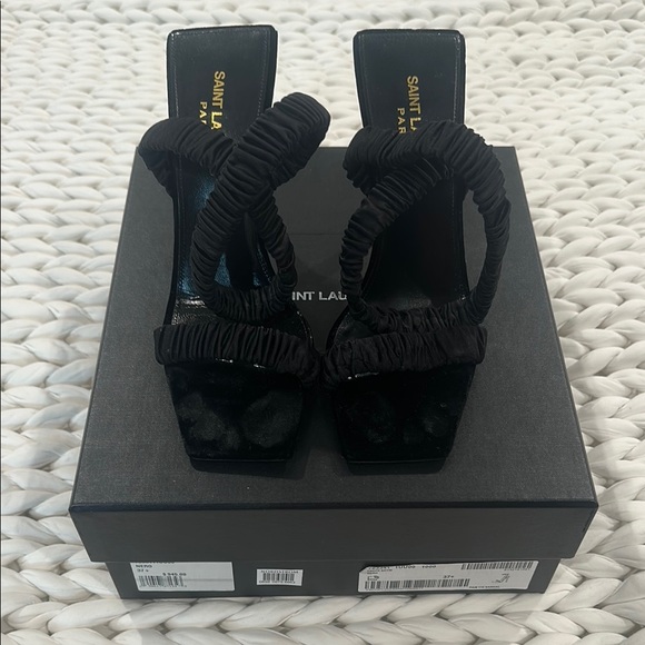 Saint Laurent Pam Sandals In Satin Crepe - Picture 1 of 2